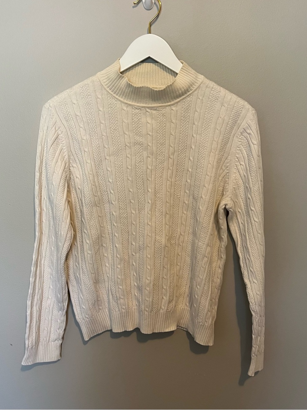 Studio Works Cream Cable Mock Neck Sweater - Women's